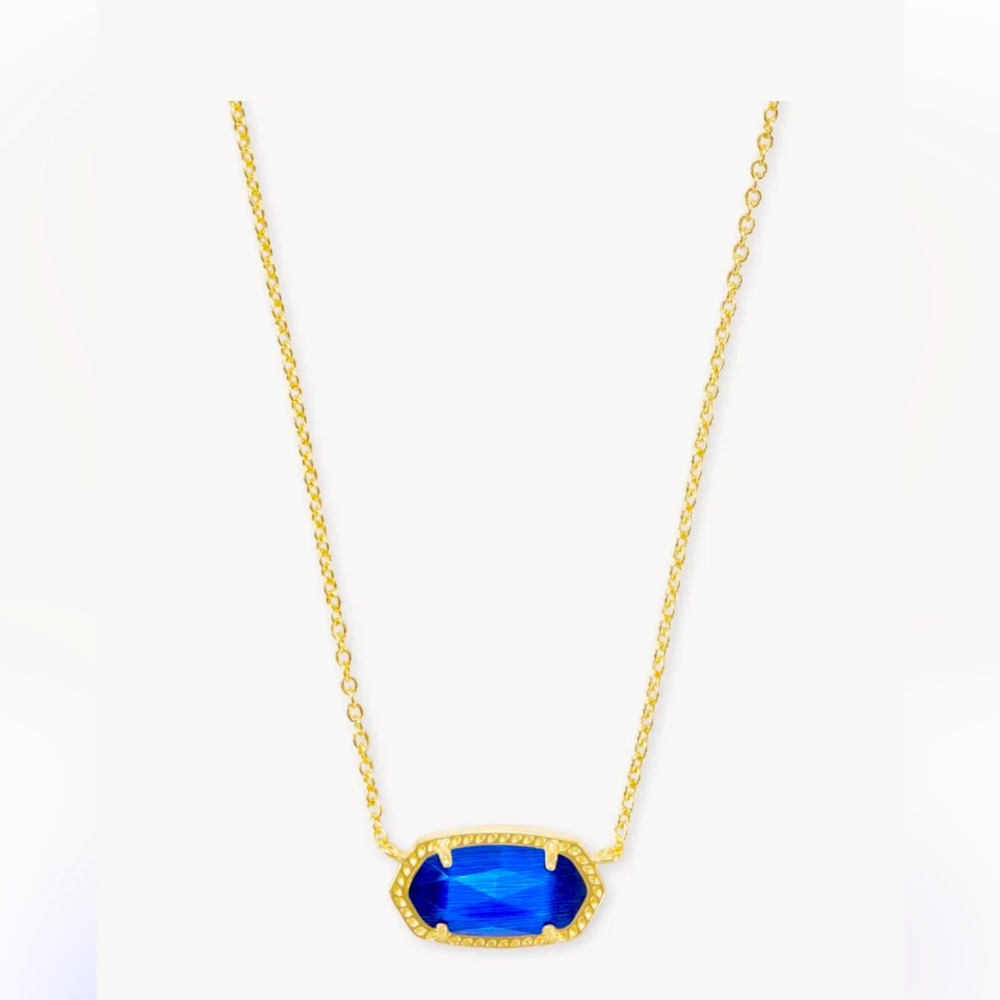 Kendra Scott Elisa Gold Pendant Necklace in Cobalt Cat's Eye